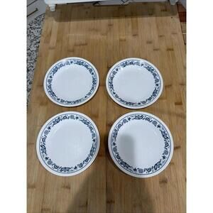 VTG Set of 4 Corelle Old Town Blue Bread Butter Dessert Plates 6-3/4" *